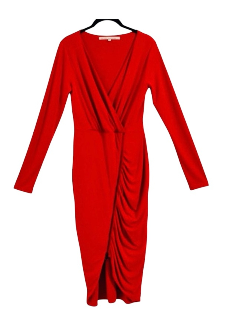 RACHEL Rachel Roy Ruched Hunter Red Long Sleeve Dress Size M